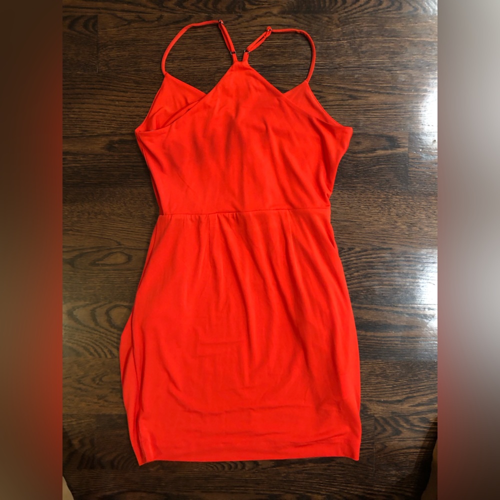 Bcbgeneration Vibrant Red-Orange Drape Dress - image 4